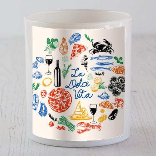 La Dolce Vita Mediterranean Food Illustration - scented candle by EZbie