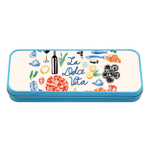 La Dolce Vita Mediterranean Food Illustration - tin pencil case by EZbie