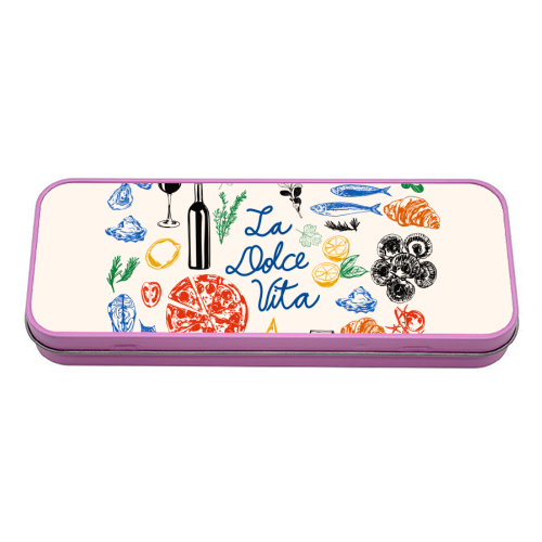 La Dolce Vita Mediterranean Food Illustration - tin pencil case by EZbie