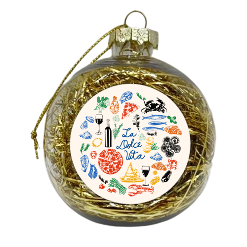 La Dolce Vita Mediterranean Food Illustration - xmas bauble by EZbie