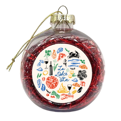 La Dolce Vita Mediterranean Food Illustration - xmas bauble by EZbie