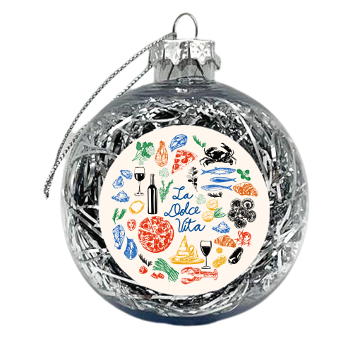 La Dolce Vita Mediterranean Food Illustration - xmas bauble by EZbie