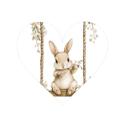 Bunny in a wooden swing - Magnet by haris kavalla