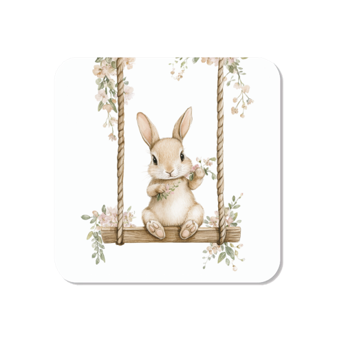 Bunny in a wooden swing - Magnet by haris kavalla