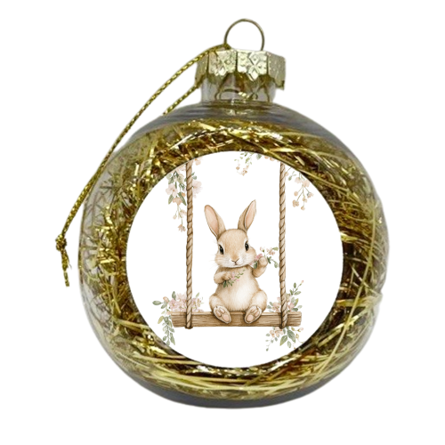 Bunny in a wooden swing - xmas bauble by haris kavalla