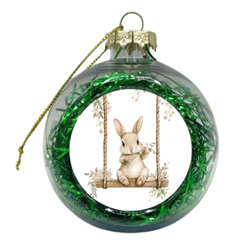 Bunny in a wooden swing - xmas bauble by haris kavalla