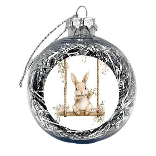 Bunny in a wooden swing - xmas bauble by haris kavalla
