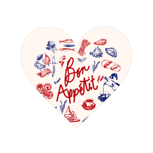 Bon Appetit Seafood and French Bread Handdrawn Gourmet Food Illustration - Magnet by EZbie