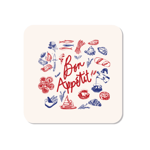 Bon Appetit Seafood and French Bread Handdrawn Gourmet Food Illustration - Magnet by EZbie