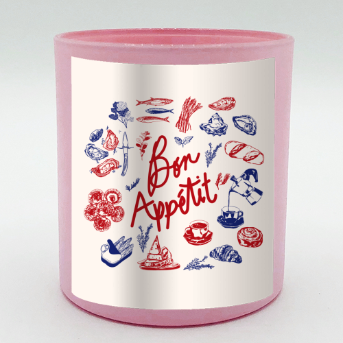 Bon Appetit Seafood and French Bread Handdrawn Gourmet Food Illustration - scented candle by EZbie