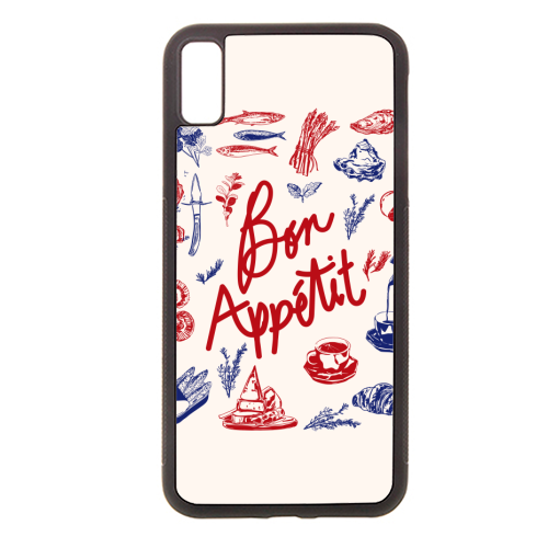 Bon Appetit Seafood and French Bread Handdrawn Gourmet Food Illustration - stylish phone case by EZbie
