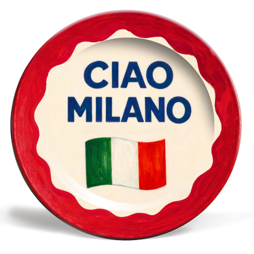Ciao Milano - ceramic dinner plate by Ms Doodle