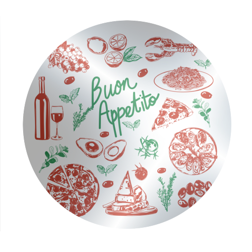 Buon Appetito Italian Food Doodles Illustration - Circle Sticker by EZbie