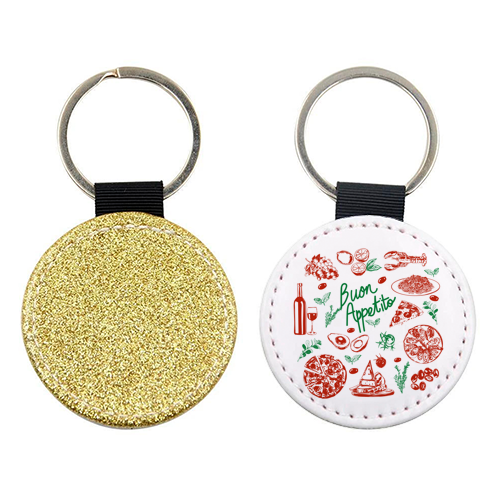 Buon Appetito Italian Food Doodles Illustration - keyring by EZbie