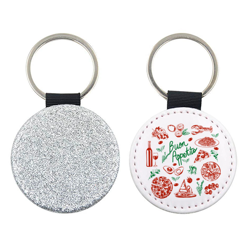 Buon Appetito Italian Food Doodles Illustration - keyring by EZbie
