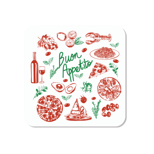 Buon Appetito Italian Food Doodles Illustration - Magnet by EZbie