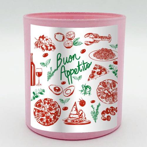 Buon Appetito Italian Food Doodles Illustration - scented candle by EZbie