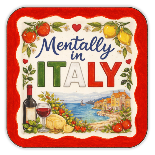 Mentally in Italy - personalised beer coaster by Ms Doodle