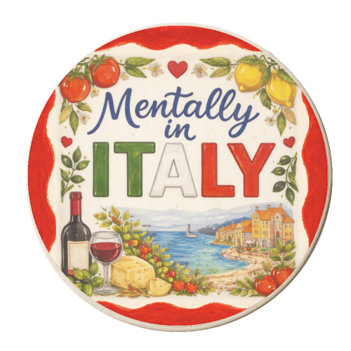 Mentally in Italy - personalised beer coaster by Ms Doodle