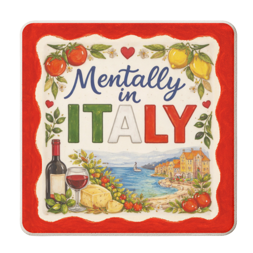 Mentally in Italy - personalised beer coaster by Ms Doodle