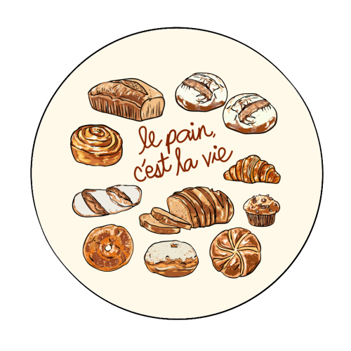 Le Pain C'est La Vie – Bread is Life French Bakery Illustration - Circle Sticker by EZbie
