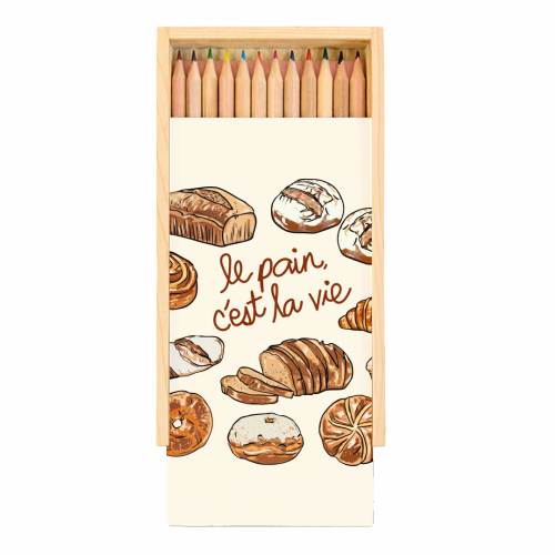 Le Pain C'est La Vie – Bread is Life French Bakery Illustration - Coloured Pencils with Box by EZbie