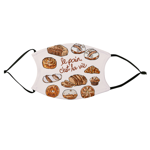 Le Pain C'est La Vie – Bread is Life French Bakery Illustration - face cover mask by EZbie