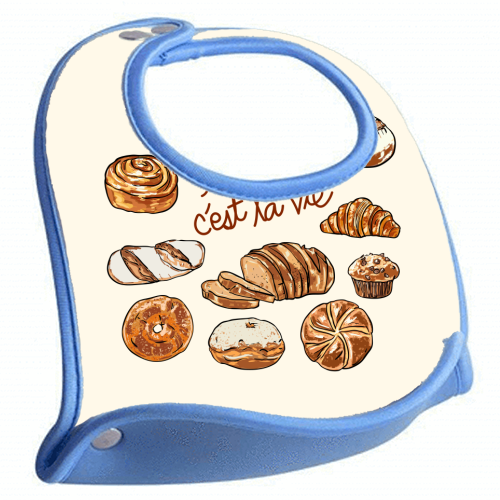 Le Pain C'est La Vie – Bread is Life French Bakery Illustration - feeding bib by EZbie