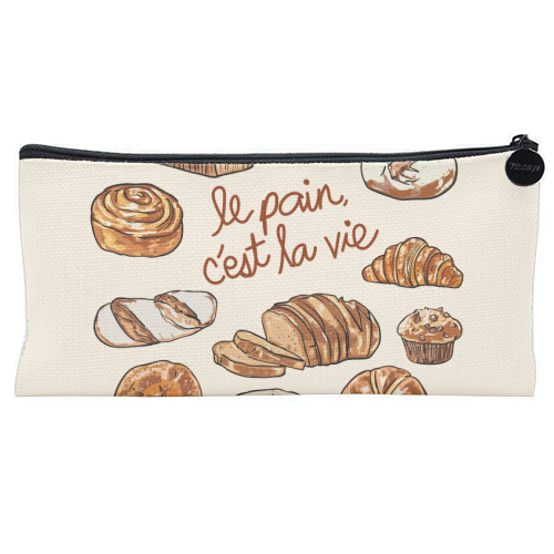 Le Pain C'est La Vie – Bread is Life French Bakery Illustration - flat pencil case by EZbie