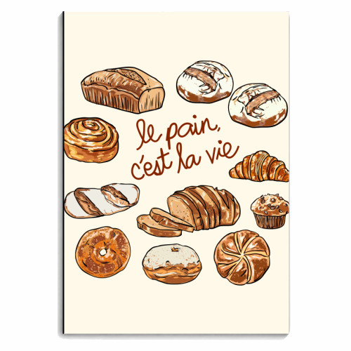 Le Pain C'est La Vie – Bread is Life French Bakery Illustration - personalised A4, A5, A6 notebook by EZbie