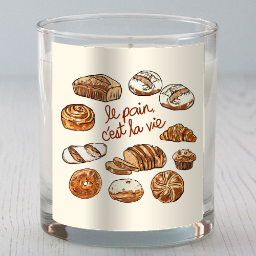 Le Pain C'est La Vie – Bread is Life French Bakery Illustration - scented candle by EZbie