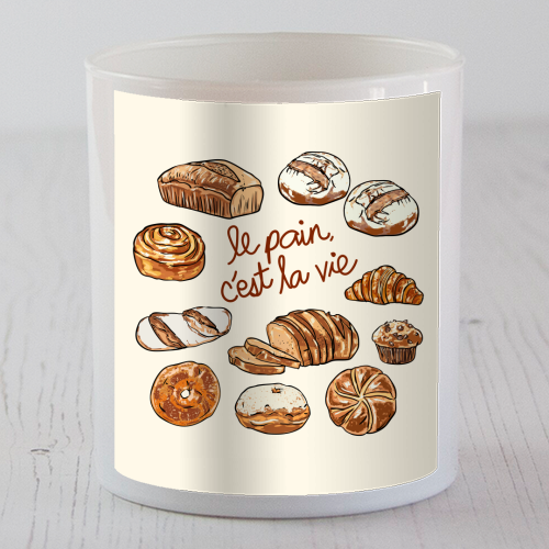Le Pain C'est La Vie – Bread is Life French Bakery Illustration - scented candle by EZbie