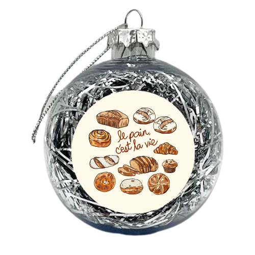 Le Pain C'est La Vie – Bread is Life French Bakery Illustration - xmas bauble by EZbie