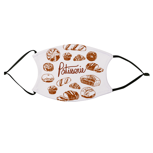 Vintage French Patisserie Bread Bakery Illustration - face cover mask by EZbie