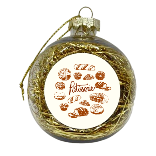 Vintage French Patisserie Bread Bakery Illustration - xmas bauble by EZbie