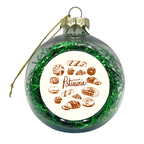 Vintage French Patisserie Bread Bakery Illustration - xmas bauble by EZbie