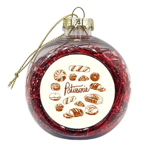 Vintage French Patisserie Bread Bakery Illustration - xmas bauble by EZbie