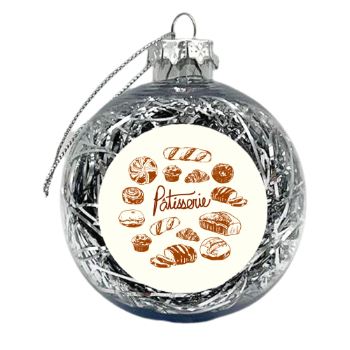 Vintage French Patisserie Bread Bakery Illustration - xmas bauble by EZbie