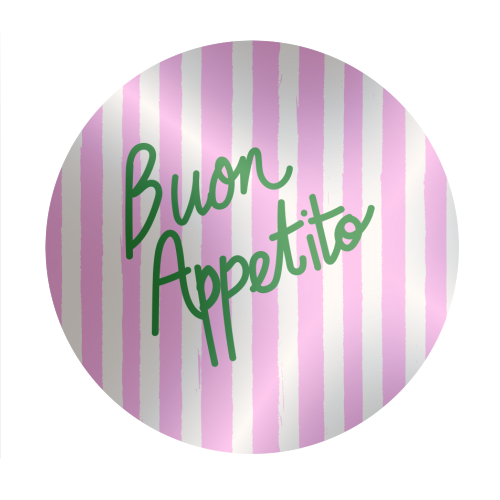 Buon Appetito Pink Groovy Stripes Minimalist Illustration - Circle Sticker by EZbie