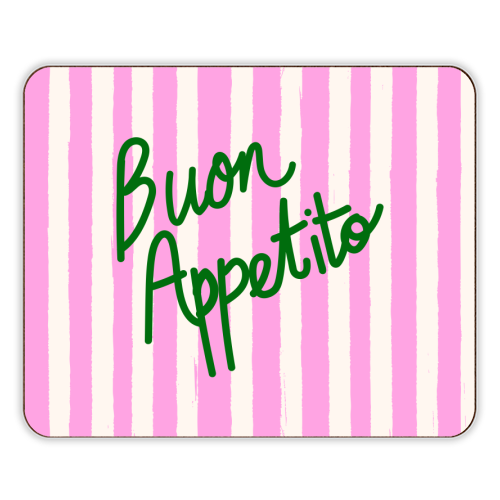 Buon Appetito Pink Groovy Stripes Minimalist Illustration - designer placemat by EZbie