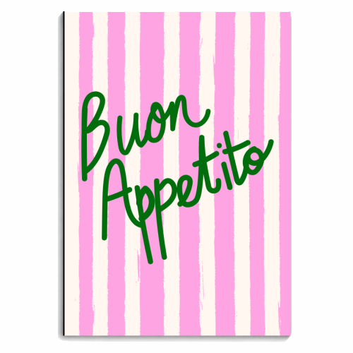 Buon Appetito Pink Groovy Stripes Minimalist Illustration - personalised A4, A5, A6 notebook by EZbie