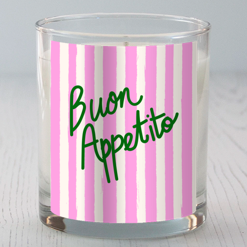 Buon Appetito Pink Groovy Stripes Minimalist Illustration - scented candle by EZbie