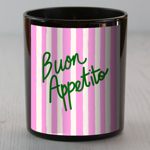 Buon Appetito Pink Groovy Stripes Minimalist Illustration - scented candle by EZbie