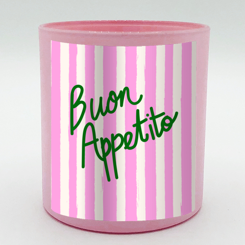 Buon Appetito Pink Groovy Stripes Minimalist Illustration - scented candle by EZbie