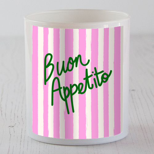 Buon Appetito Pink Groovy Stripes Minimalist Illustration - scented candle by EZbie