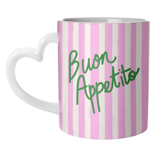 Buon Appetito Pink Groovy Stripes Minimalist Illustration - unique mug by EZbie