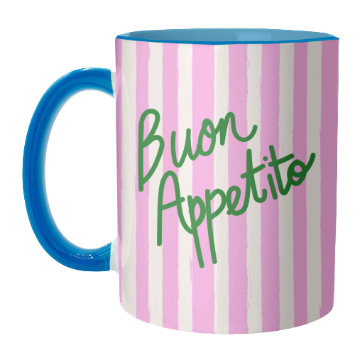Buon Appetito Pink Groovy Stripes Minimalist Illustration - unique mug by EZbie