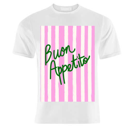 Buon Appetito Pink Groovy Stripes Minimalist Illustration - unique t shirt by EZbie