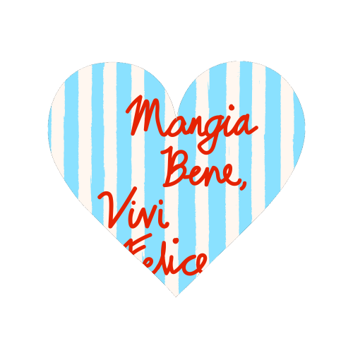 Mangia Bene Vivi Felice - Eat Well Live Happy Italian Quote Blue Stripes - Magnet by EZbie