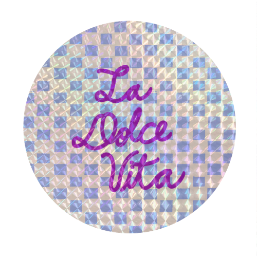 La Dolce Vita Sweet Life Italian Quote Blue Checkered Minimalist - Circle Sticker by EZbie